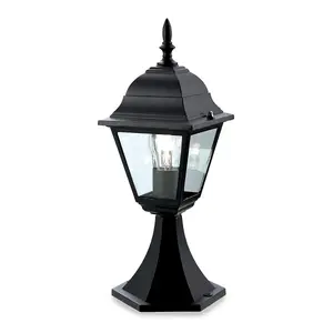 Luminosa 1 Light 4 Panel Lantern - Pillar Black IP43, E27