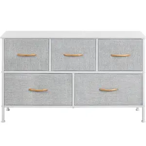 Yaheetech Fabric Chest of Drawers with 5 Drawers Light Grey