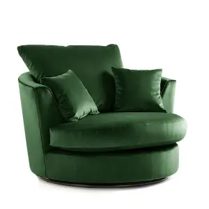 Brooklyn Plush Velvet Fabric Swivel Chair 360 Rotation Foam Green