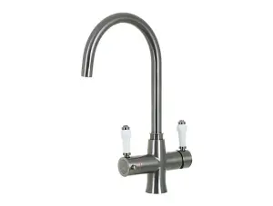 SPACE FLOW 3 IN 1 INSTANT BOILING WATER TAP DISPENSER HOT COLD KITCHEN WITH TANK FILTER GUN METAL