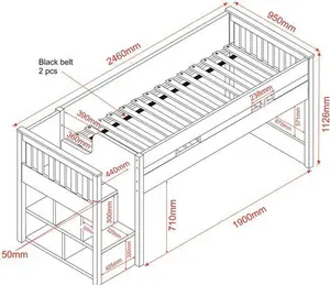 Flair White Charlie Staircase Mid Sleeper Cabin Bed