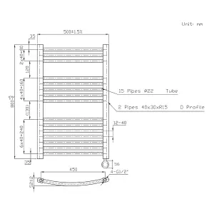 Right Radiators Prefilled Thermostatic Electric Heated Towel Rail Curved Bathroom Ladder Warmer - Chrome 800x500 mm