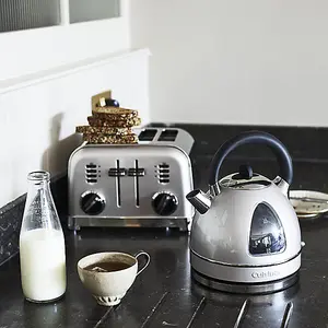 Cuisinart Style Frosted Pearl Traditional Kettle & 4 Sl Toaster Breakfast Set