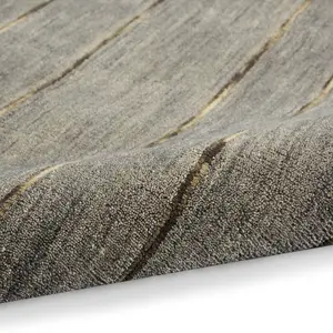 Charcoal Handmade Luxurious Modern Striped Wool Rug For Bedroom & Living Room-122cm X 183cm