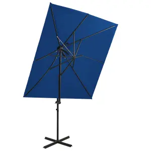 Berkfield Cantilever Umbrella with Double Top Azure Blue 250x250 cm