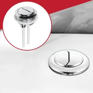 SPARES2GO Toilet Dual Flush Button 48mm WC Cistern Chrome Plated 110mm Double Push Rod Kit