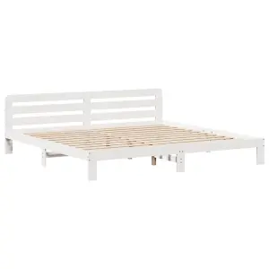 Berkfield Bed Frame without Mattress White 180x200 cm Super King Solid Wood Pine