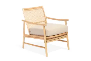 Borneo Rattan Accent Chair Indoor Natural with Boucle Cushion