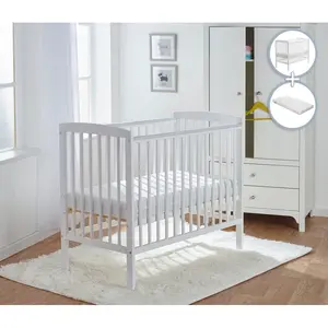 Sydney Mini Cot with Mattress White