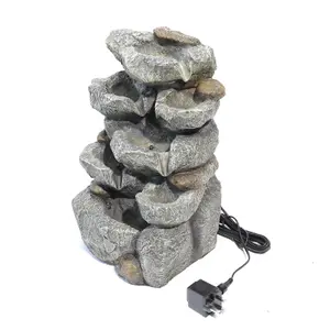 Outdoor Rockery Garden Electric Fountain Water Feature with LED Lights 49 cm