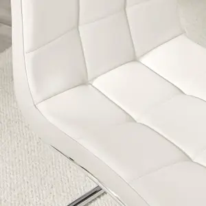 Set of 2 Murano White Deep Padded High Back Soft Touch Faux Leather Chrome Cantilever Leg Dining Chairs