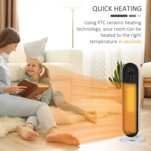 HOMCOM PTC Ceramic Heater Portable Oscillating Tower Space Heater 1200W/2000W