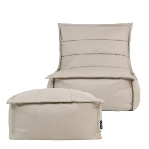 icon Dolce Indoor Outdoor Bean Bag Lounger and Footstool Beige Patio Chairs