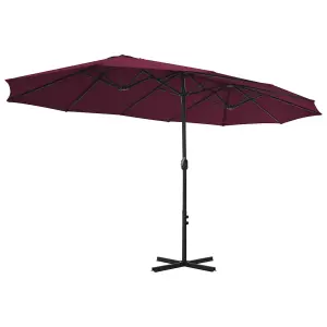 Berkfield Outdoor Parasol with Aluminium Pole 460x270 cm Bordeaux Red