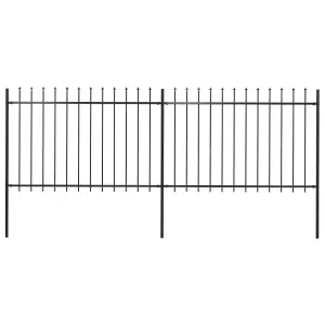 Berkfield Garden Fence with Spear Top Steel 3.4x1.2 m Black