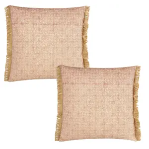 Fero Redwood Fringed Filled Decorative Throw Scatter Cushion - 45 x 45cm - Pack of 2