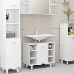 Berkfield Bathroom Cabinet High Gloss White 60x32x53.5 cm Engineered Wood