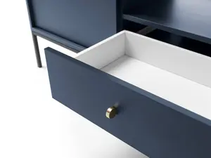 Mono TV Cabinet in Navy - Stylish and Functional Entertainment Centre with Drawer and Doors (W1540mm x H560mm x D390mm)