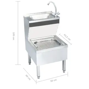 Berkfield Commercial Hand Wash Sink with Faucet Freestanding Stainless Steel