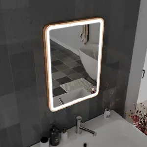 Harper & Harlow 500x700 Vela Brushed Brass LED Illuminated Bathroom Mirror