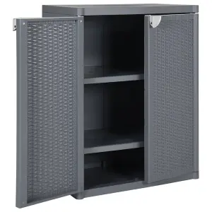 Berkfield Garden Storage Cabinet Grey 65x45x88 cm PP Rattan