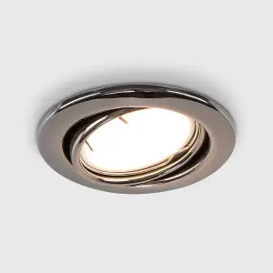 ValueLights Downlight Tiltable Fire Rated Black Chrome Ceiling Light Fitting Single Pack