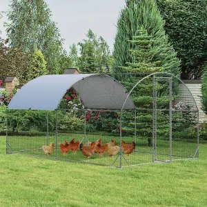 Costway 3.8 x 2.8 M Large Metal Chicken Coop Walk-in Poultry Cage W/ Waterproof Sun-protective Cover