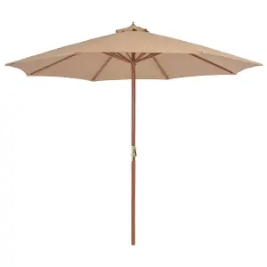 Berkfield Outdoor Parasol with Wooden Pole 300 cm Taupe