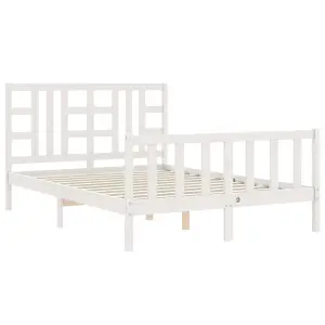 Berkfield Bed Frame with Headboard White King Size Solid Wood