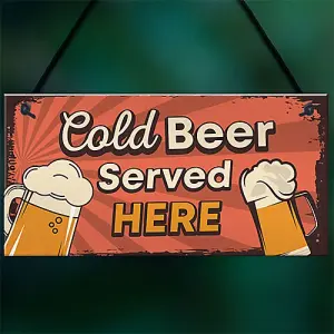 Red Ocean Bar Signs And Plaques Cold Served Here Novelty Bar Sign Man Cave Sign Gift