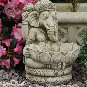 Ganesh Birdfeeder Stone Statue Large Oriental Outdoor Buddha Garden Ornament