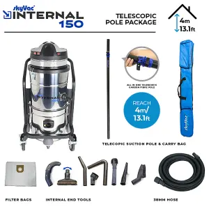 SkyVac Internal 150, Internal Cleaning Vacuum. 4M Telescopic Pole Package.