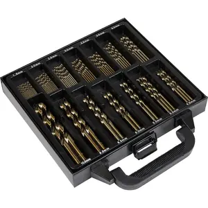 99 Piece HSS Cobalt Drill Bit Set with Split Point Self-Centering Tips for Precision Drilling