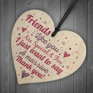 Red Ocean Friendship Best Friend Gift Handmade Hanging Wooden Heart Plaque Birthday Christmas Thank You Gift For Friend