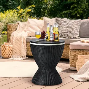 Costway 30L Patio Ice Cooler Outdoor All-weather Cool Bar Table w/ Extendable Tabletop