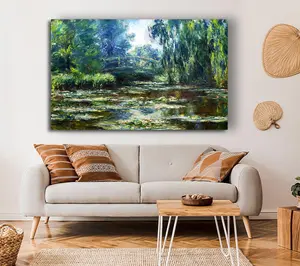 Monet Water Lillies In Monets Garden Canvas Print Wall Art - Medium 20 x 32 Inches