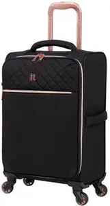 IT Luggage Black & Rose Gold Divinity Soft Shell Suitcase, Floral, Size: Cabin Case