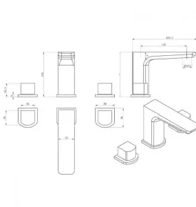 Deck Mounted 3 Hole Bath Filler Tap Chrome 2 Handles