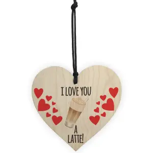 Red Ocean I Love You A Latte Novelty Wooden Hanging Heart Plaque