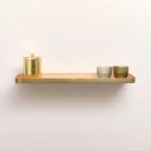 Melody Maison Gold & Peach Enamelled Metal Wall Shelf - 50cm