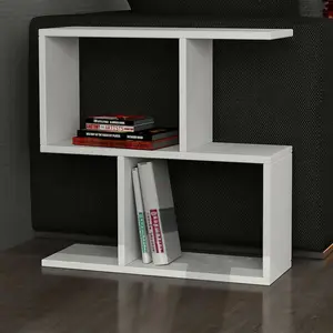 Barbara Side Table Modern 2-Tier Design with Storage Compartments White