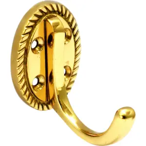 Brass effect Metal Single Georgian Hook (H)54.5mm (W)36mm