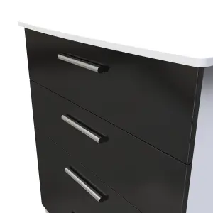 Harrow 4 Drawer Chest in Black Gloss & White (Ready Assembled)