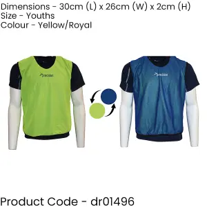 10-14 Years Youth Reversible Sports Training Bib - YELLOW & BLUE - 2 Colour Vest