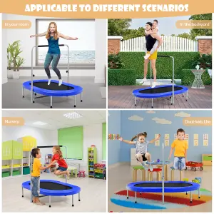 Costway Double Foldable Jumping Fitness Kids Trampoline Rebounder w/ Adjustable Handrail