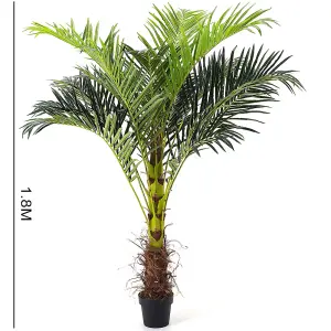 180cm H Garden Decoration Artificial Green Palm Tree with Plastic Flowerpot