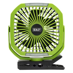 Sealey 4-Speed Portable Clip Fan with Worklight 8" Multiple Speeds Rechargeable