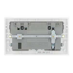 BG White Double 13A Raised square Switched Screwed Socket with USB, x2 & White inserts