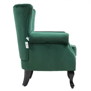 Green Accent Chair Modern Tufted Wingback Armchair