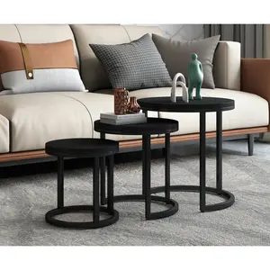 3 Piece Nest of Tables Mango Black